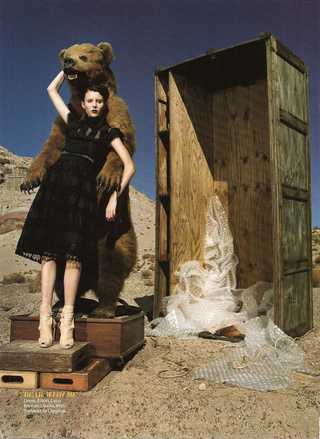 Illustration for article titled Marie Claire's "Outlaw" Look: $13,000 Gown & Black Lipstick